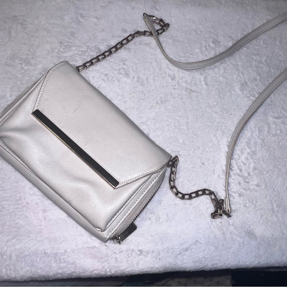 Madison West White Crossbody Bag with Chain Strap